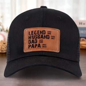 Mon père légendaire - Chapeau personnalisé en cuir avec patch - Cadeau pour papa et grand-père