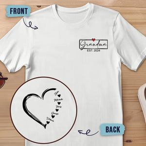Ce qui se passe chez grand-mère reste chez grand-mère - T-shirt unisexe personnalisé imprimé recto verso - Cadeau pour maman et grand-mère