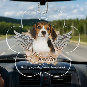 Photo personnalisée : votre souvenir illuminera à jamais nos journées - Ornement de voiture personnalisé commémoratif - Forme personnalisée en acrylique - Nouveauté, cadeau de condoléances pour les propriétaires d'animaux, les amoureux des animaux AMZ