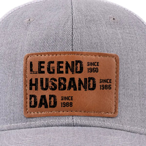 Mon père légendaire - Chapeau personnalisé en cuir avec patch - Cadeau pour papa et grand-père