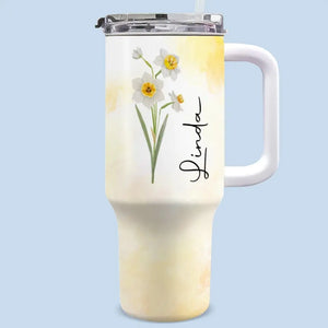 Vivez pleinement votre vie ! Gobelet personnalisé en acier inoxydable de 1 133 ml avec poignée. Cadeau idéal pour vos meilleures amies, vos meilleures amies et vos sœurs.