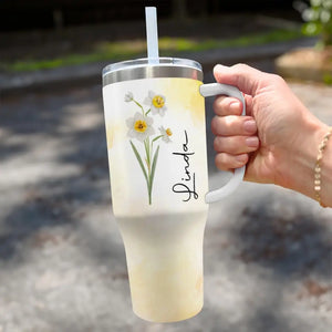 Vivez pleinement votre vie ! Gobelet personnalisé en acier inoxydable de 1 133 ml avec poignée. Cadeau idéal pour vos meilleures amies, vos meilleures amies et vos sœurs.