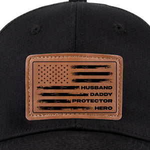 Mon père, mon héros, mon amour - Chapeau familial en cuir - Cadeau pour papa
