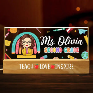 Enseigner, aimer, inspirer – Veilleuse LED 3D personnalisée en acrylique avec lettres pour enseignant – Cadeau pour enseignant