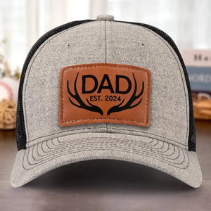 L'amour commence et finit avec un papa - Chapeau familial en cuir - Cadeau pour papa