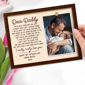 Photo personnalisée tous les jours Je dis je t'aime avec mes sourires - Plaque en bois personnalisée à 2 couches avec support - Cadeau pour papa