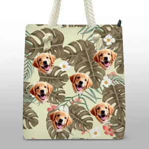Sac de plage personnalisé avec photo « Les vagues de l'océan vous appellent » pour chien et chat – Cadeau de vacances d'été pour propriétaires et amoureux des animaux