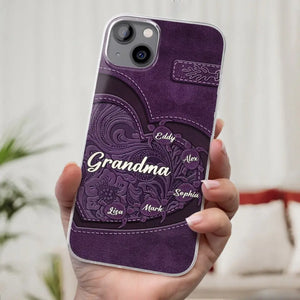 L'amour d'une mère perdure - Coque de téléphone transparente personnalisée pour famille - Cadeau pour maman et grand-mère