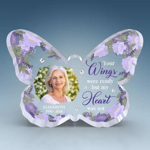 Photo personnalisée « Une fois à nos côtés, pour toujours dans nos cœurs » – Plaque commémorative personnalisée en acrylique de forme personnalisée – Cadeau de condoléances pour les membres de la famille