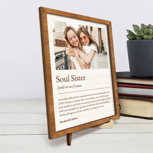 Plaque en bois personnalisée à 2 couches avec support pour meilleure amie, meilleure amie, sœur, photo personnalisée