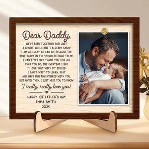 Photo personnalisée tous les jours Je dis je t'aime avec mes sourires - Plaque en bois personnalisée à 2 couches avec support - Cadeau pour papa