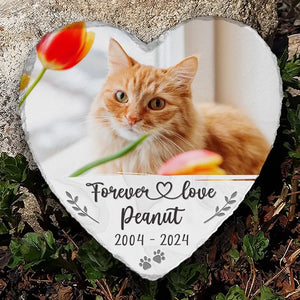 Photo personnalisée : les choses ont une fin, mais les souvenirs durent pour toujours - Pierre commémorative personnalisée en forme de cœur - Cadeau de condoléances pour les propriétaires d'animaux et les amoureux des animaux