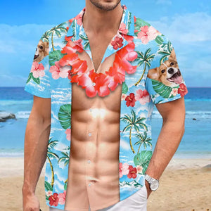 Photo personnalisée « La mer m'appelle et je dois y aller » - T-shirt hawaïen tropical unisexe personnalisé pour la famille - Cadeau de vacances d'été, cadeau pour les membres de la famille
