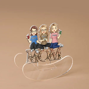 Une fille est un cadeau d'amour - Support à secousses personnalisé en acrylique pour la famille - Cadeau pour maman et grand-mère