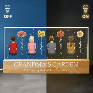 Un jardin d'amour pousse dans le cœur d'une grand-mère - Veilleuse LED 3D personnalisée en acrylique avec lettres - Cadeau pour maman et grand-mère