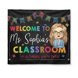 Bienvenue dans ma classe - Tapisserie personnalisée pour enseignant - Cadeau pour enseignant