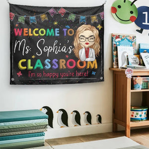 Bienvenue dans ma classe - Tapisserie personnalisée pour enseignant - Cadeau pour enseignant