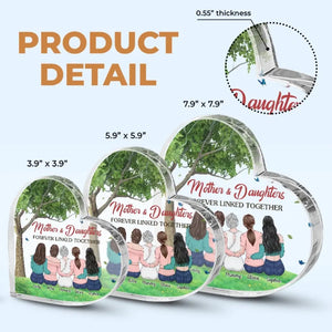 Nous sommes liés à jamais - Plaque acrylique personnalisée en forme de cœur pour la famille - Cadeau pour maman et fille