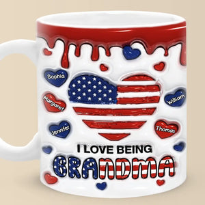 J'aime être grand-mère - Mug personnalisé 3D avec effet gonflé - Cadeau pour maman et grand-mère