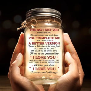 Votre premier baiser ou votre premier amour - Lampe personnalisée en pot Mason pour couple - Cadeau pour couple, mari et femme, anniversaire