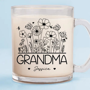 Fleurissez dans l'affection sans bornes d'une grand-mère - Tasse en verre personnalisée pour la famille - Cadeau pour maman, grand-mère