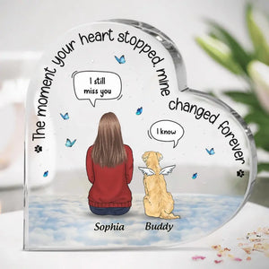 De beaux souvenirs gardés en silence - Plaque commémorative personnalisée en acrylique en forme de cœur - Cadeau de condoléances pour les propriétaires et les amoureux des animaux