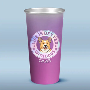 Juste une fille qui aime les chiens - Tasse personnalisée en aluminium changeant de couleur - Cadeau pour les propriétaires d'animaux et les amoureux des animaux
