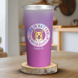 Juste une fille qui aime les chiens - Tasse personnalisée en aluminium changeant de couleur - Cadeau pour les propriétaires d'animaux et les amoureux des animaux
