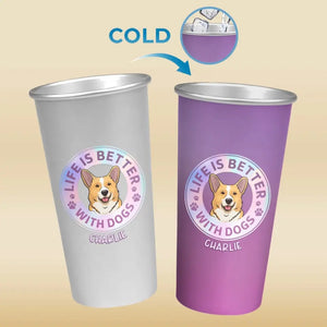Juste une fille qui aime les chiens - Tasse personnalisée en aluminium changeant de couleur - Cadeau pour les propriétaires d'animaux et les amoureux des animaux