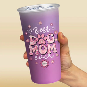 Meilleure maman de chien au monde - Tasse personnalisée en aluminium à changement de couleur - Cadeau pour propriétaires et amoureux des animaux