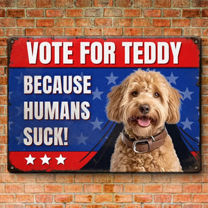 Plaque en métal personnalisée avec photo « Paws and Vote » pour chien et chat – Cadeau de pendaison de crémaillère pour propriétaires et amoureux des animaux