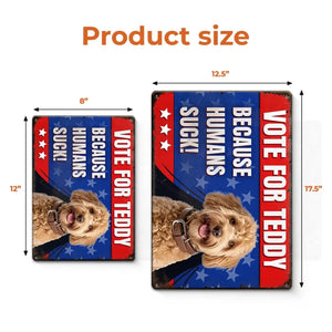 Plaque en métal personnalisée avec photo « Paws and Vote » pour chien et chat – Cadeau de pendaison de crémaillère pour propriétaires et amoureux des animaux