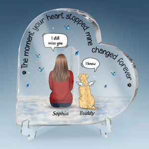 De beaux souvenirs gardés en silence - Plaque commémorative personnalisée en acrylique en forme de cœur - Cadeau de condoléances pour les propriétaires et les amoureux des animaux