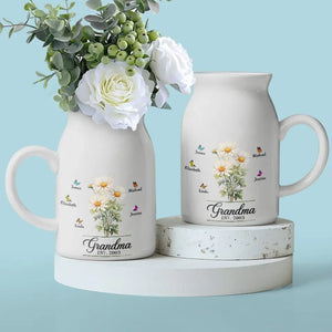 Grand-mère plante des graines d'amour qui fleurissent pour toujours - Vase à fleurs personnalisé pour la décoration intérieure - Cadeau de pendaison de crémaillère pour maman et grand-mère