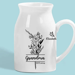L'amour dans le cœur d'une grand-mère fleurit comme un jardin florissant - Vase à fleurs personnalisé pour la décoration intérieure de la famille - Cadeau de pendaison de crémaillère pour maman et grand-mère