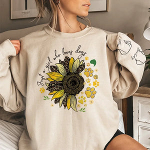Le bonheur est pour une fille et ses animaux de compagnie - Sweat-shirt unisexe personnalisé avec motif sur la manche pour chien et chat - Cadeau pour les propriétaires et les amoureux des animaux