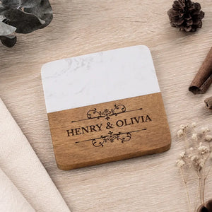 Ensemble, c'est un endroit merveilleux où être - Dessous de verre en bois et marbre personnalisé pour couple - Cadeau pour mari et femme, anniversaire