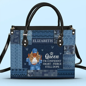 Sac à main en cuir personnalisé « Queen I'm Confident » - Cadeau pour meilleures amies, meilleures amies, sœurs