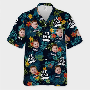 Photo personnalisée « Tu es le meilleur papa du monde » - T-shirt hawaïen tropical unisexe personnalisé pour la famille - Cadeau de vacances d'été, cadeau pour papa, grand-père