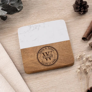 L'amour a été fait pour toi et moi - Dessous de verre en bois et marbre personnalisé pour couple - Cadeau pour mari et femme, anniversaire
