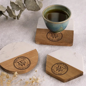 L'amour a été fait pour toi et moi - Dessous de verre en bois et marbre personnalisé pour couple - Cadeau pour mari et femme, anniversaire