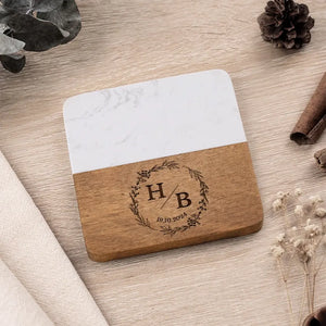 Jamais un moment ennuyeux ensemble - Dessous de verre en bois marbré personnalisé pour couple - Cadeau pour mari et femme, anniversaire