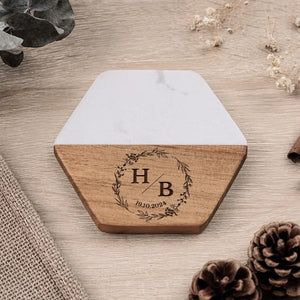 Jamais un moment ennuyeux ensemble - Dessous de verre en bois marbré personnalisé pour couple - Cadeau pour mari et femme, anniversaire