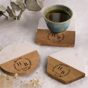 Jamais un moment ennuyeux ensemble - Dessous de verre en bois marbré personnalisé pour couple - Cadeau pour mari et femme, anniversaire