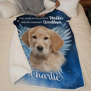 Photo personnalisée « Vos ailes étaient prêtes, mais mon cœur ne l'était pas » – Couverture commémorative personnalisée – Cadeau de condoléances pour les propriétaires d'animaux et les amoureux des animaux