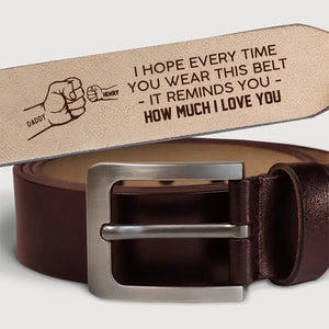 Cela vous rappelle combien nous vous aimons - Ceinture en cuir gravée personnalisée pour la famille - Fête des pères, cadeau pour papa, grand-père