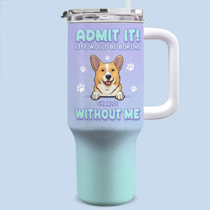 Les amitiés authentiques durent toute une vie ! Gobelet personnalisé en acier inoxydable de 1 134 ml avec poignée pour chien et chat ! Cadeau idéal pour les propriétaires et les amoureux des animaux.