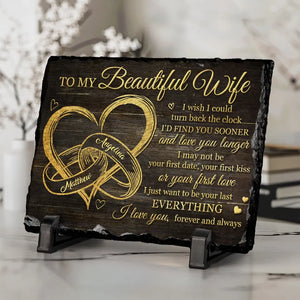Je veux juste être ton dernier tout - Pierre rectangulaire personnalisée avec support pour couple - Cadeau pour mari et femme, anniversaire