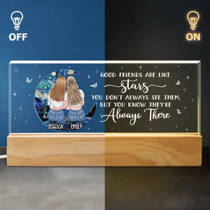 Les bons amis sont comme des étoiles - Veilleuse LED 3D personnalisée en acrylique avec lettres - Cadeau pour meilleures amies, meilleures amies, sœurs
