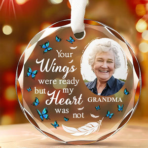 Photo personnalisée « Je t'aime pour toujours » - Ornement en verre rond personnalisé commémoratif - Cadeau de condoléances pour les membres de la famille
